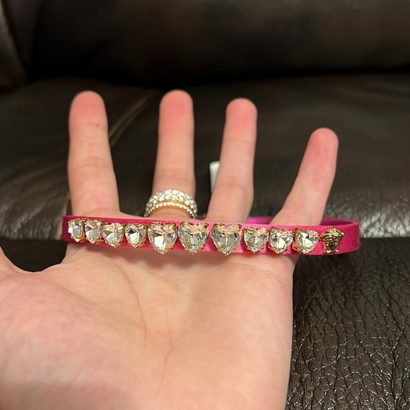 Versace women’s satin silk leather heart shaped crystals chocker necklace NEW - Picture 12 of 14